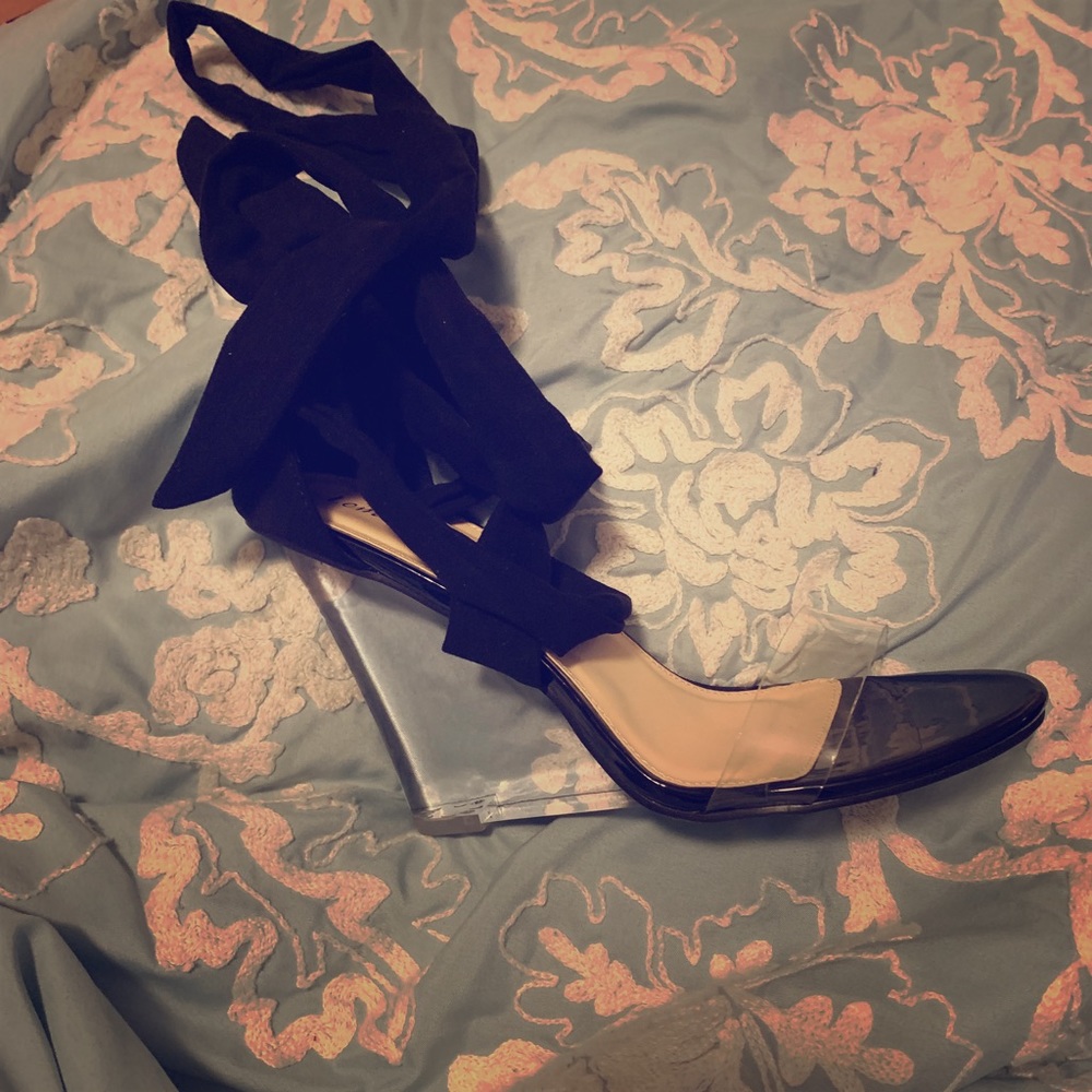 Black tie up sandals
